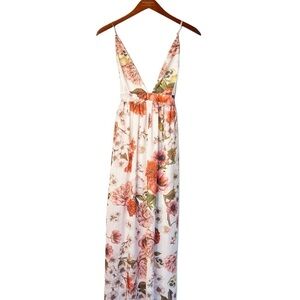 L’ATISTE Halter Back Floral Maxi Dress Size Medium in Pastel Floral Print